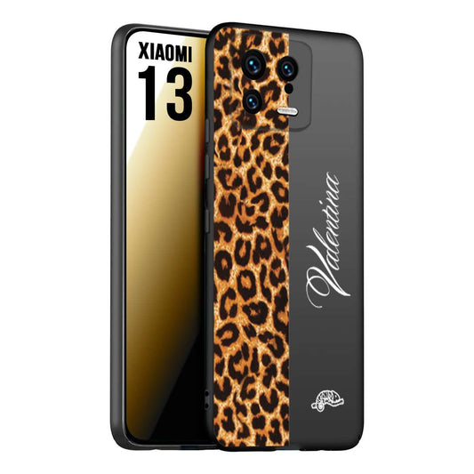 CUSTOMIZZA - Custodia cover nera morbida in tpu compatibile per Xiaomi 13 custom nome scritta leopardato maculato donna marrone leopard