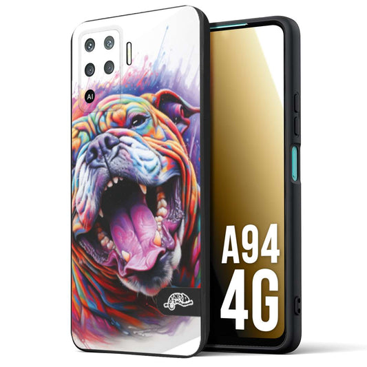 CUSTOMIZZA - Custodia cover nera morbida in tpu compatibile per Oppo A94 4G animali color bulldog cane dog colori vibranti disegnato schizzo