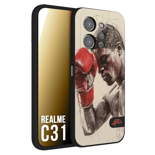 CUSTOMIZZA - Custodia cover nera morbida in tpu compatibile per Realme C31 pugilato pugili disegno tattoo guantoni boxer pesi massimi