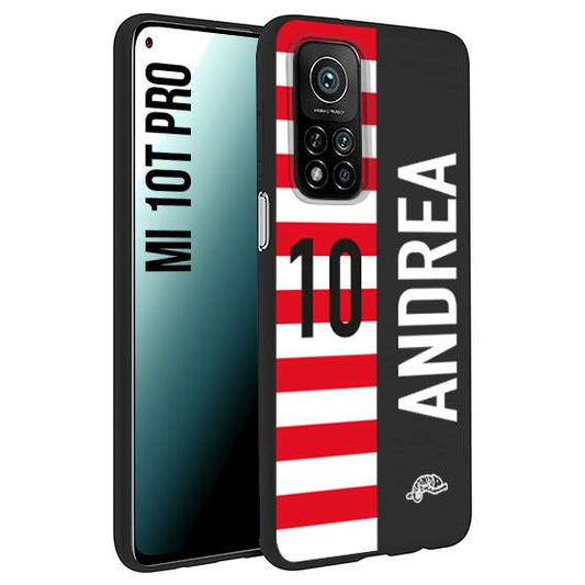 CUSTOMIZZA - Custodia cover nera morbida in tpu compatibile per Xiaomi Mi 10T PRO personalizzata calcio football nome e numero calciatori bianco rossa