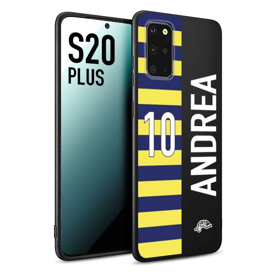 CUSTOMIZZA - Custodia cover nera morbida in tpu compatibile per Samsung S20 PLUS personalizzata calcio football nome e numero calciatori giallo blu