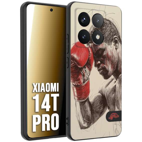 CUSTOMIZZA - Custodia cover nera morbida in tpu compatibile per Xiaomi 14T PRO pugilato pugili disegno tattoo guantoni boxer pesi massimi