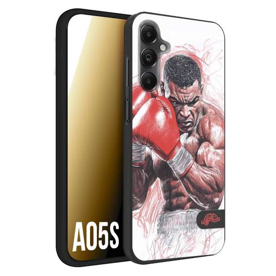 CUSTOMIZZA - Custodia cover nera morbida in tpu compatibile per Samsung A05S pugilato pugili disegno tattoo guantoni boxer pesi massimi iron mike