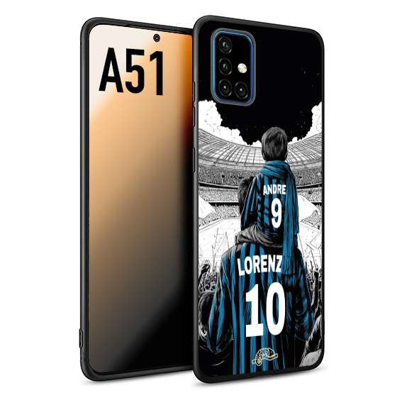 CUSTOMIZZA - Custodia cover nera morbida in tpu compatibile per Samsung A51 personalizzata calcio football padre e figlio calciatori nerazzurra
