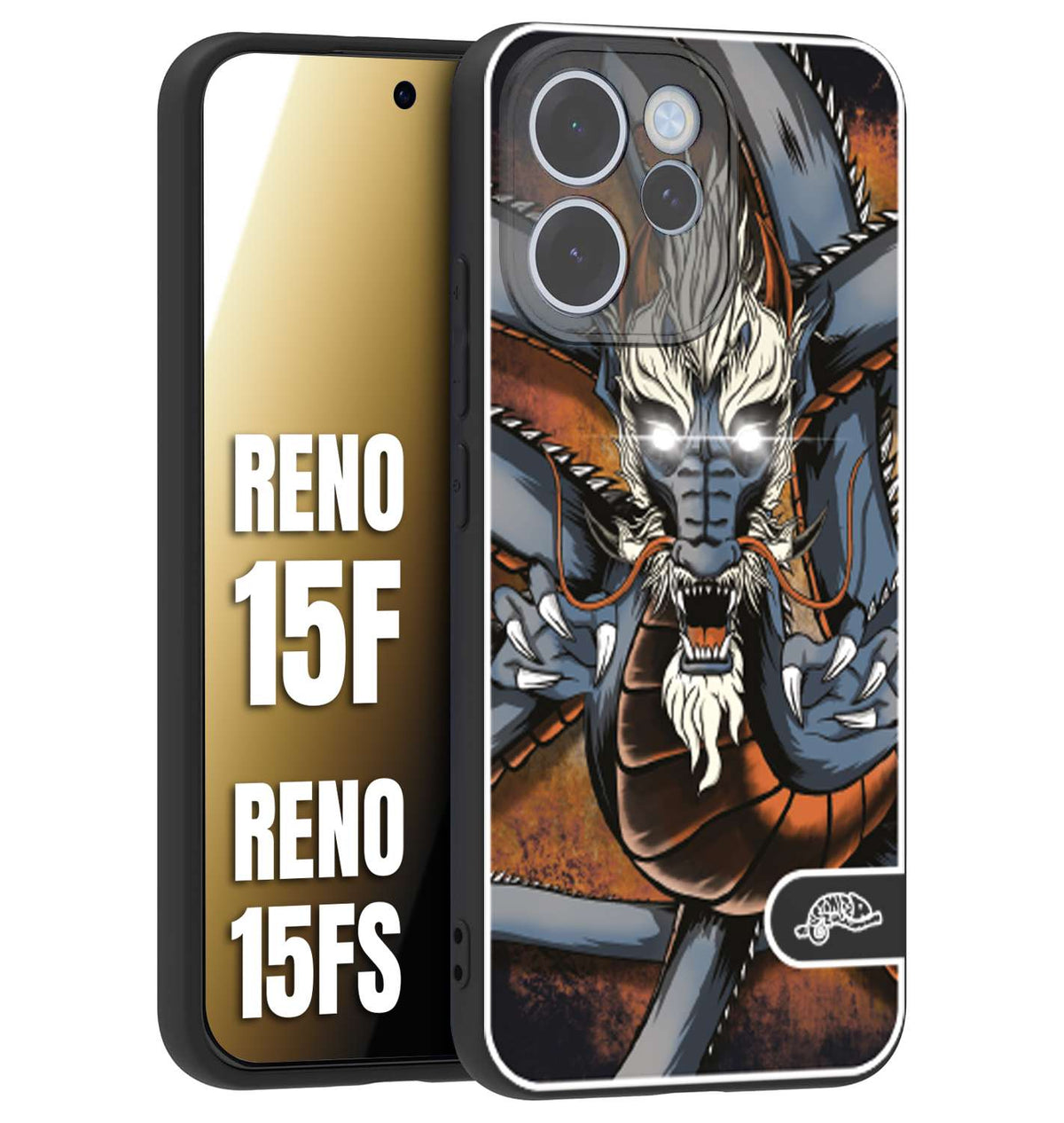 CUSTOMIZZA - Custodia cover nera morbida in tpu compatibile per Oppo Reno 15 F - Reno 15 FS drago giapponese tattoo japan dragon