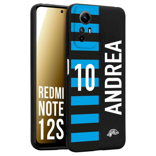 CUSTOMIZZA - Custodia cover nera morbida in tpu compatibile per Xiaomi Redmi Note 12S personalizzata calcio football nome e numero calciatori nerazzurra