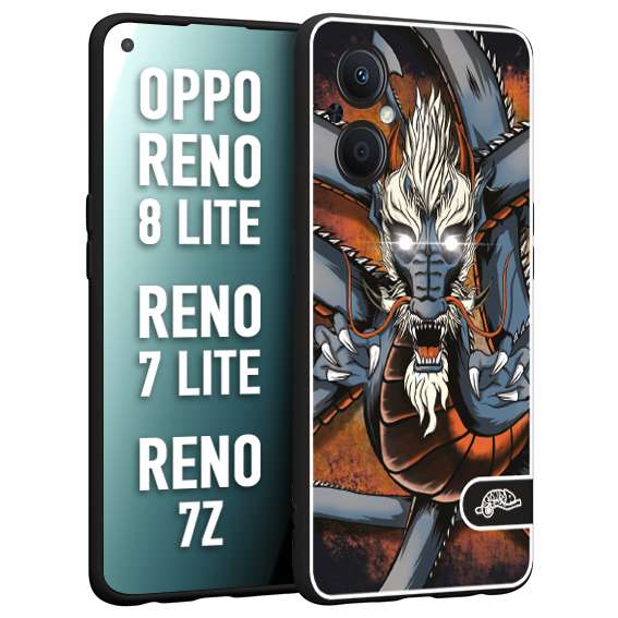 CUSTOMIZZA - Custodia cover nera morbida in tpu compatibile per Oppo Reno 7 Lite - 8 Lite - 7Z drago giapponese tattoo japan dragon