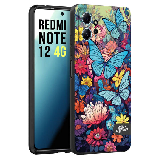 CUSTOMIZZA - Custodia cover nera morbida in tpu compatibile per Xiaomi Redmi Note 13 5G farfalle butterfly moderno donna disegnate gialla blu rosa