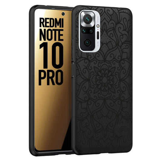 CUSTOMIZZA - Custodia cover nera morbida in tpu compatibile per Xiaomi Redmi Note 10 PRO mandala nero fiore vedo non vedo donna