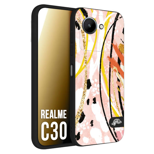 CUSTOMIZZA - Custodia cover nera morbida in tpu compatibile per Oppo Realme C30 fiori astratti donna zebrato leopardato fantasia dorata gialla rosa colorata