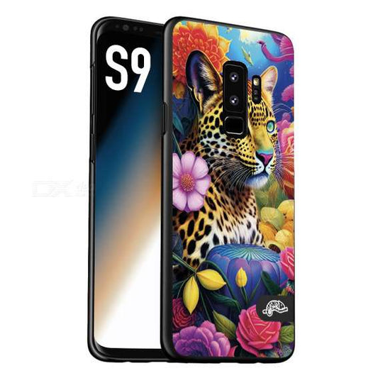 CUSTOMIZZA - Custodia cover nera morbida in tpu compatibile per Samsung S9 astratti donna flower fantasia leopardo ghepardo animali colorati