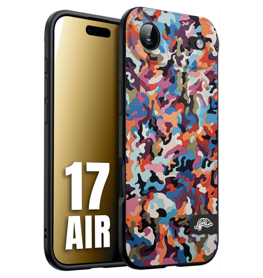 CUSTOMIZZA - Custodia cover nera morbida in tpu compatibile per iPhone 17 AIR camouflage mimetico militare moderno blu arancio rosa