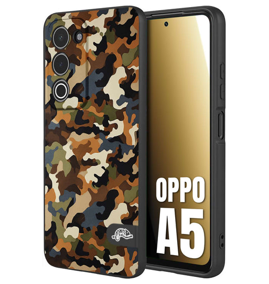 CUSTOMIZZA - Custodia cover nera morbida in tpu compatibile per Oppo A5 camouflage mimetico militare moderno blu marrone beige