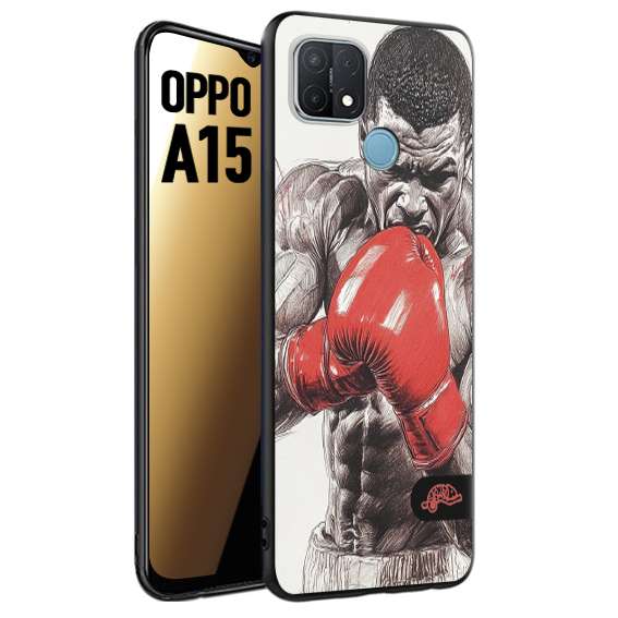 CUSTOMIZZA - Custodia cover nera morbida in tpu compatibile per Oppo A15 pugilato pugili disegno tattoo guantoni box pesi massimi gancio