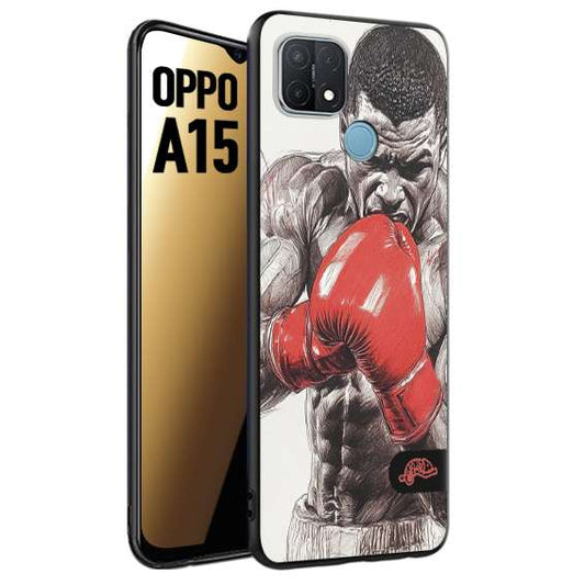 CUSTOMIZZA - Custodia cover nera morbida in tpu compatibile per Oppo A15 pugilato pugili disegno tattoo guantoni box pesi massimi gancio