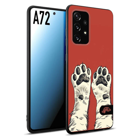 CUSTOMIZZA - Custodia cover nera morbida in tpu compatibile per Samsung A72 zampe di gatto cat paws rossa red disegnata fumetto cartoon