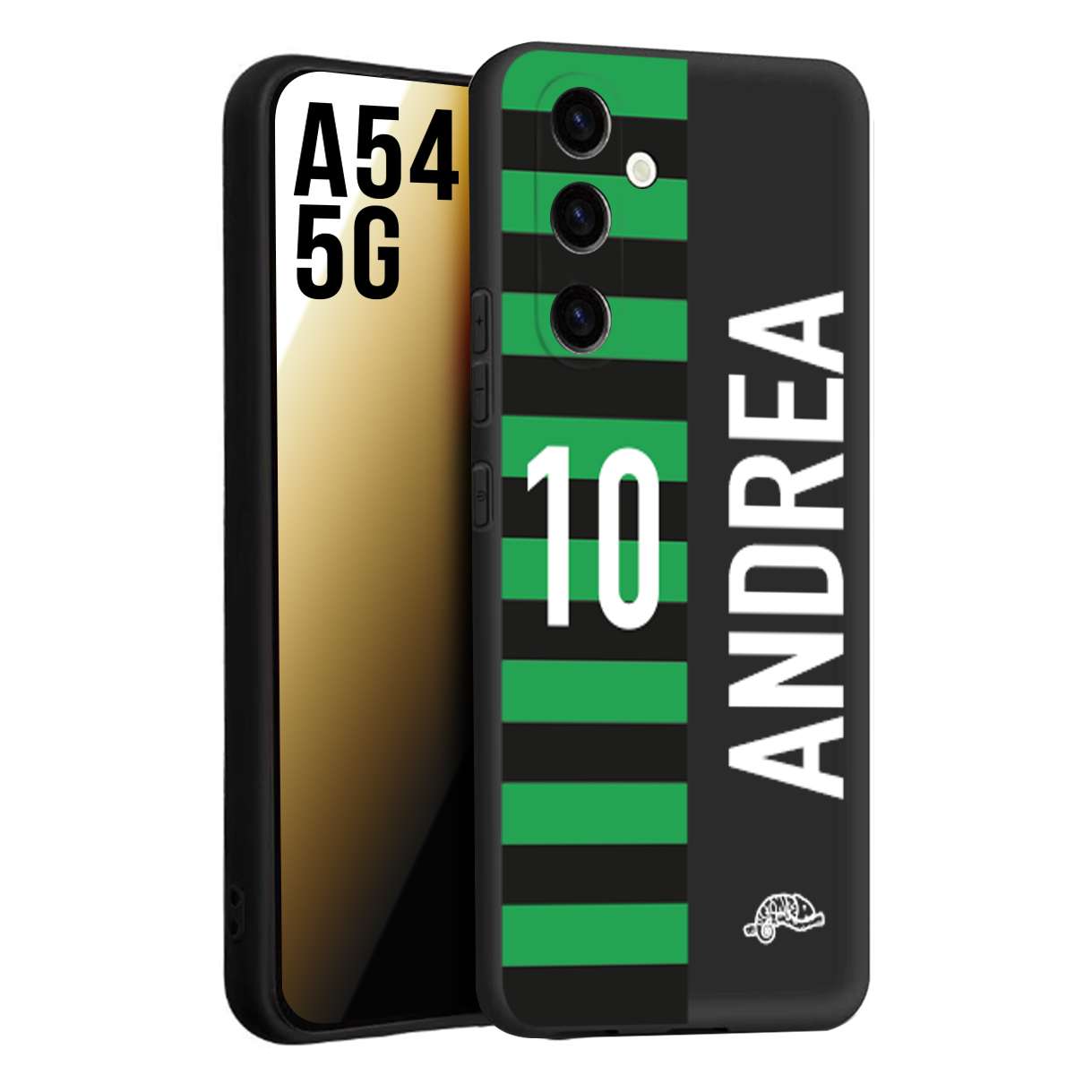 CUSTOMIZZA - Custodia cover nera morbida in tpu compatibile per Samsung A54 5G personalizzata calcio football nome e numero calciatori neroverde