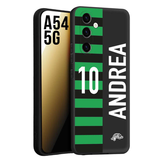 CUSTOMIZZA - Custodia cover nera morbida in tpu compatibile per Samsung A54 5G personalizzata calcio football nome e numero calciatori neroverde