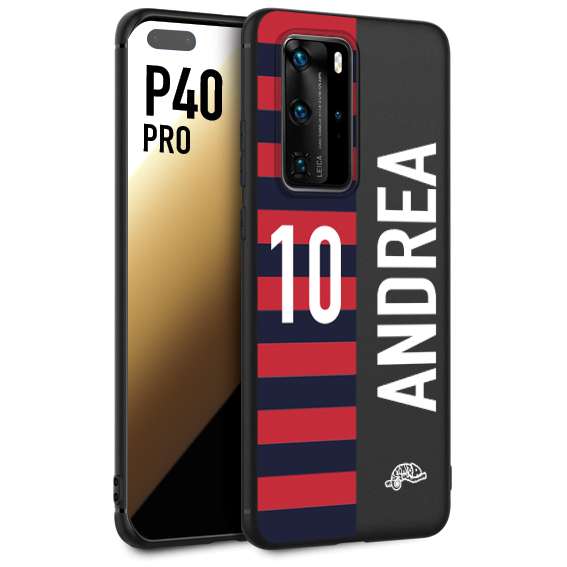 CUSTOMIZZA - Custodia cover nera morbida in tpu compatibile per Huawei P40 PRO personalizzata calcio football nome e numero calciatori rossoblu