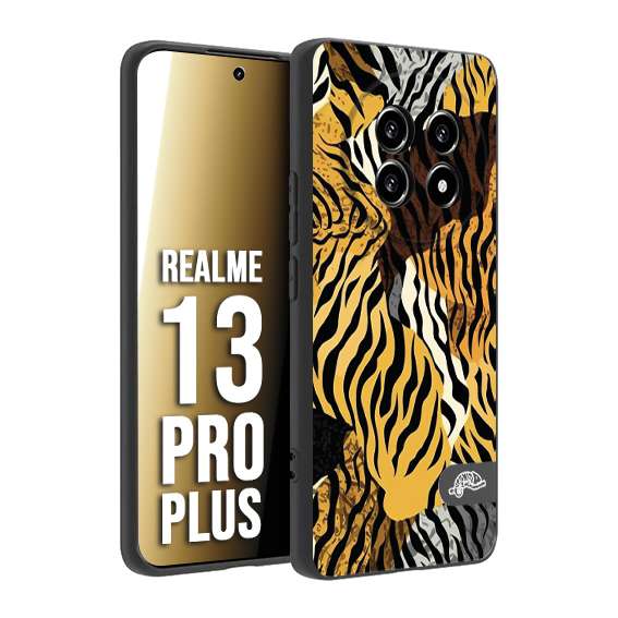 CUSTOMIZZA - Custodia cover nera morbida in tpu compatibile per Realme 13 PRO PLUS leopardato tigrato tiger colorata donna fashion estate