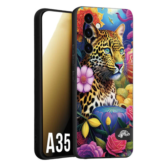CUSTOMIZZA - Custodia cover nera morbida in tpu compatibile per Samsung A35 5G astratti donna flower fantasia leopardo ghepardo animali colorati