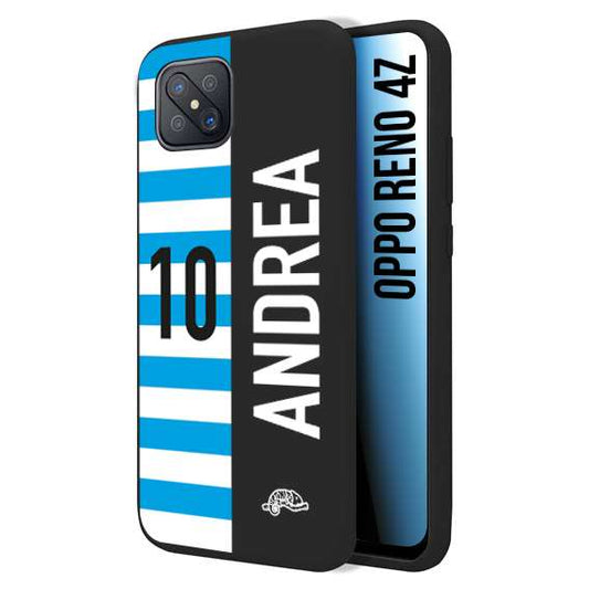 CUSTOMIZZA - Custodia cover nera morbida in tpu compatibile per Oppo Reno 4Z personalizzata calcio football nome e numero calciatori biancazzurri