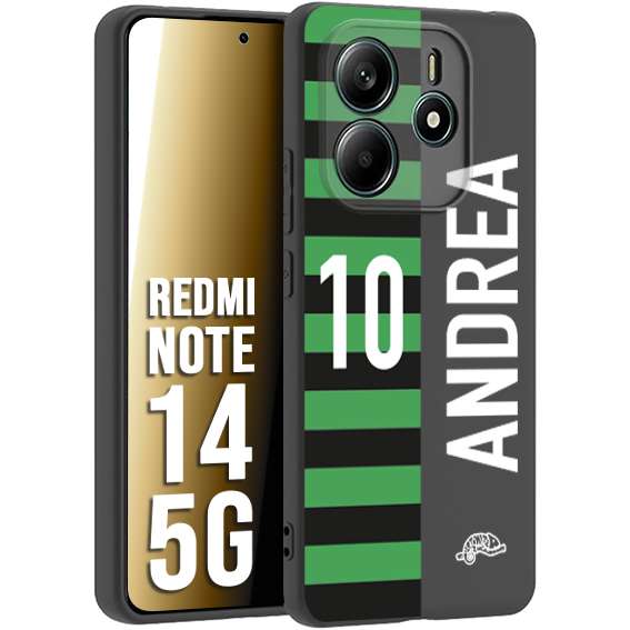 CUSTOMIZZA - Custodia cover nera morbida in tpu compatibile per Xiaomi Redmi Note 14 5G personalizzata calcio football nome e numero calciatori neroverde