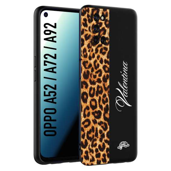 CUSTOMIZZA - Custodia cover nera morbida in tpu compatibile per Oppo A52 - A72 - A92 custom nome scritta leopardato maculato donna marrone leopard