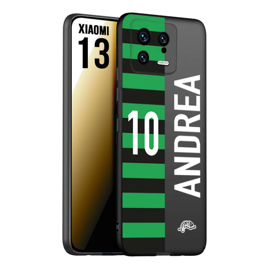 CUSTOMIZZA - Custodia cover nera morbida in tpu compatibile per Xiaomi 13 personalizzata calcio football nome e numero calciatori neroverde