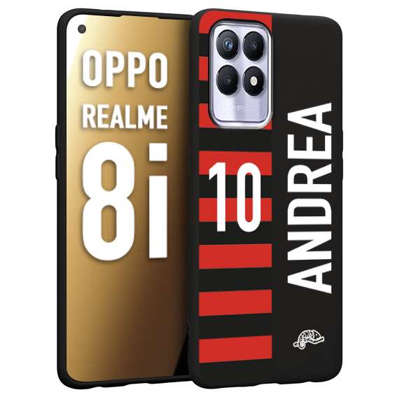 CUSTOMIZZA - Custodia cover nera morbida in tpu compatibile per Realme 8i personalizzata calcio football nome e numero calciatori rossonera