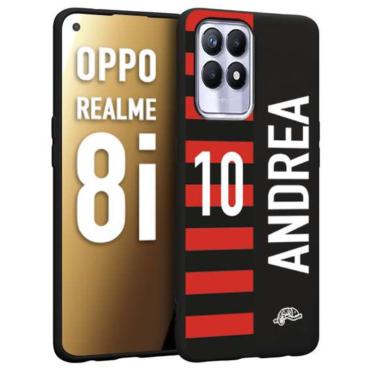 CUSTOMIZZA - Custodia cover nera morbida in tpu compatibile per Realme 8i personalizzata calcio football nome e numero calciatori rossonera