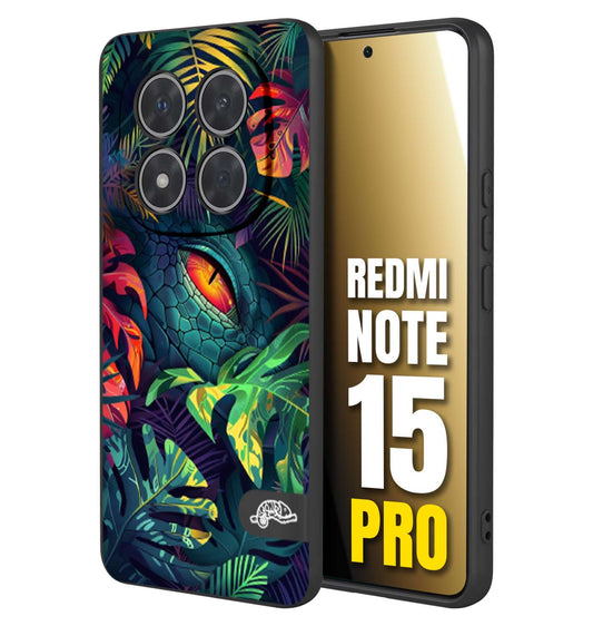 CUSTOMIZZA - Custodia cover nera morbida in tpu compatibile per Xiaomi Redmi Note 15 PRO animali color giungla tropicale occhio di coccodrillo alligatore disegnato