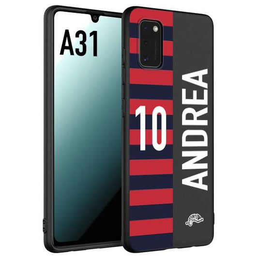 CUSTOMIZZA - Custodia cover nera morbida in tpu compatibile per Samsung A31 personalizzata calcio football nome e numero calciatori rossoblu