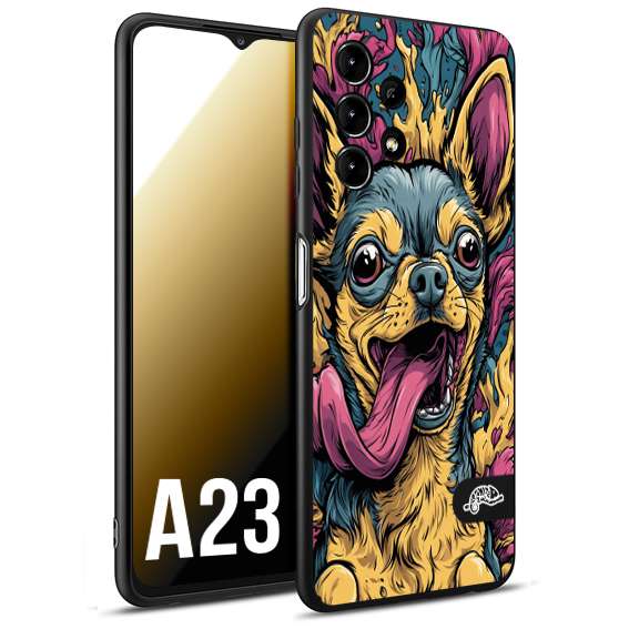 CUSTOMIZZA - Custodia cover nera morbida in tpu compatibile per Samsung A23 Chihuahua illustrazione cane pop art cane street art cartone animato
