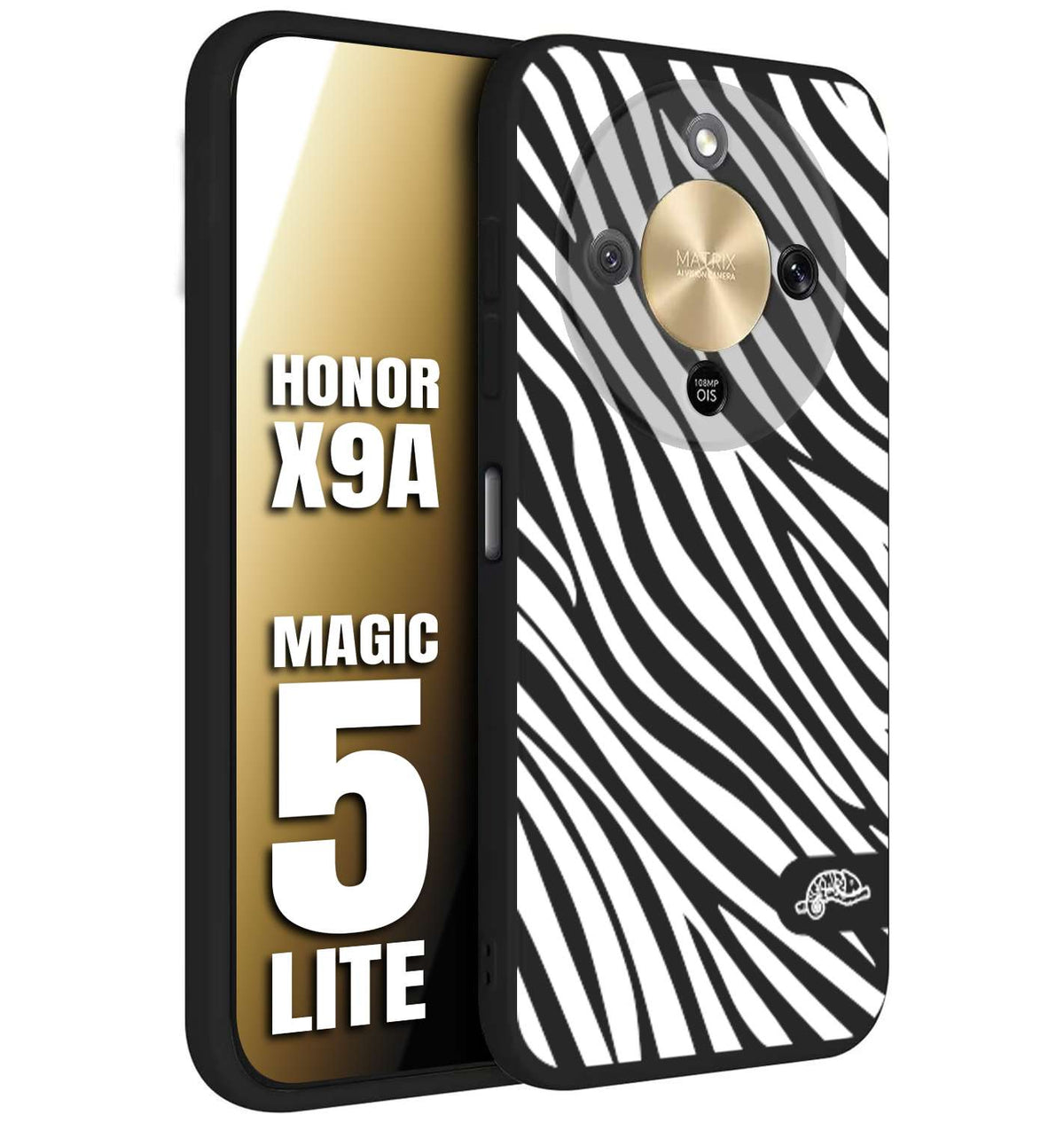 CUSTOMIZZA - Custodia cover nera morbida in tpu compatibile per Honor X9A - Honor Magic 5 Lite zebrata maculata a rilievo soft touch donna bianca