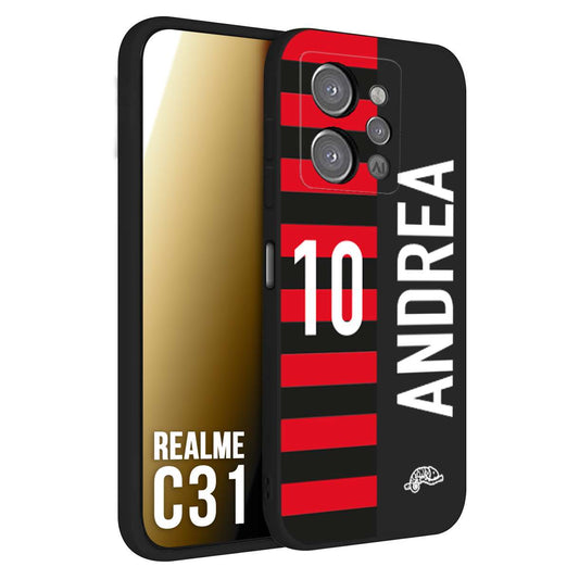 CUSTOMIZZA - Custodia cover nera morbida in tpu compatibile per Oppo Realme C31 personalizzata calcio football nome e numero calciatori rossonera