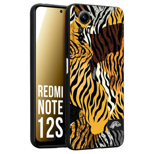 CUSTOMIZZA - Custodia cover nera morbida in tpu compatibile per Xiaomi Redmi Note 12S leopardato tigrato tiger colorata donna fashion estate