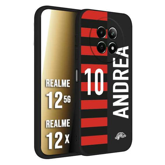CUSTOMIZZA - Custodia cover nera morbida in tpu compatibile per Realme 12 5G - 12X personalizzata calcio football nome e numero calciatori rossonera