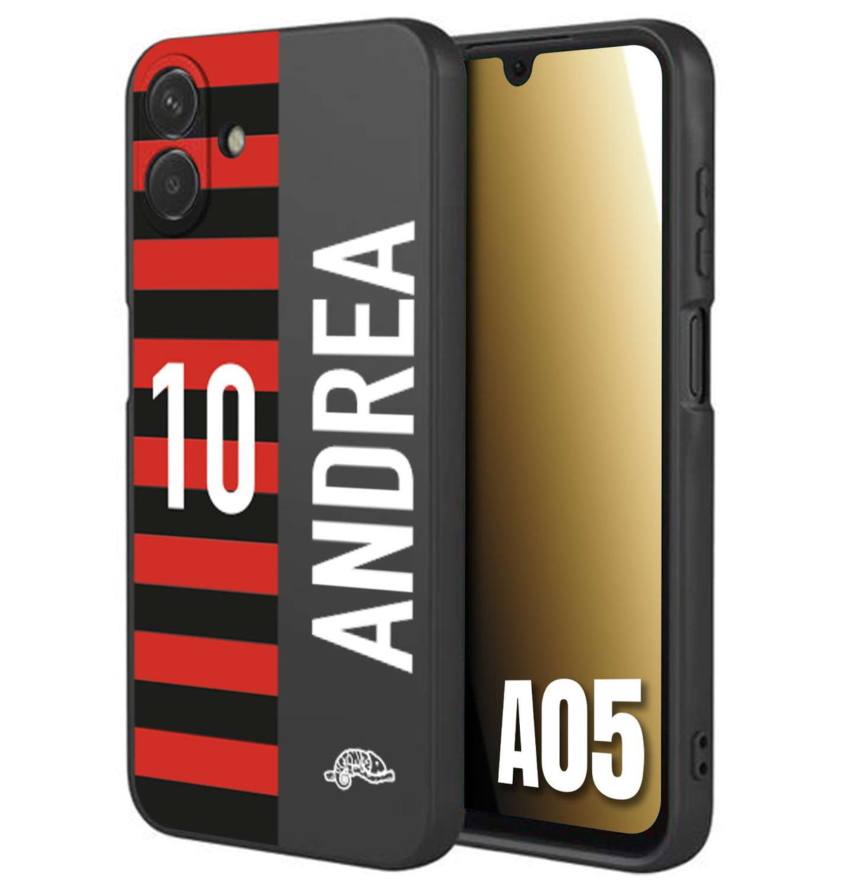 CUSTOMIZZA - Custodia cover nera morbida in tpu compatibile per Samsung A05 personalizzata calcio football nome e numero calciatori rossonera