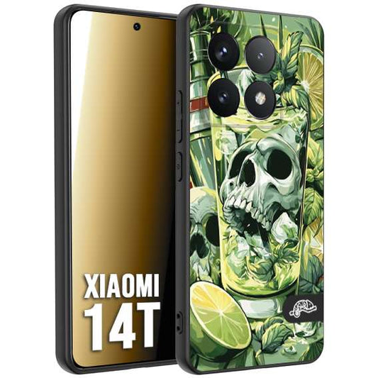 CUSTOMIZZA - Custodia cover nera morbida in tpu compatibile per Xiaomi 14T Mojito cocktail teschio illustrazione drink lime menta ghiacci tropicale street art