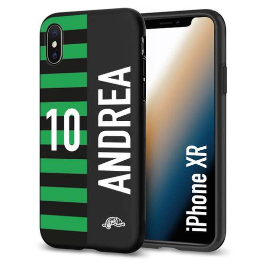 CUSTOMIZZA - Custodia cover nera morbida in tpu compatibile per iPhone Xr personalizzata calcio football nome e numero calciatori neroverde