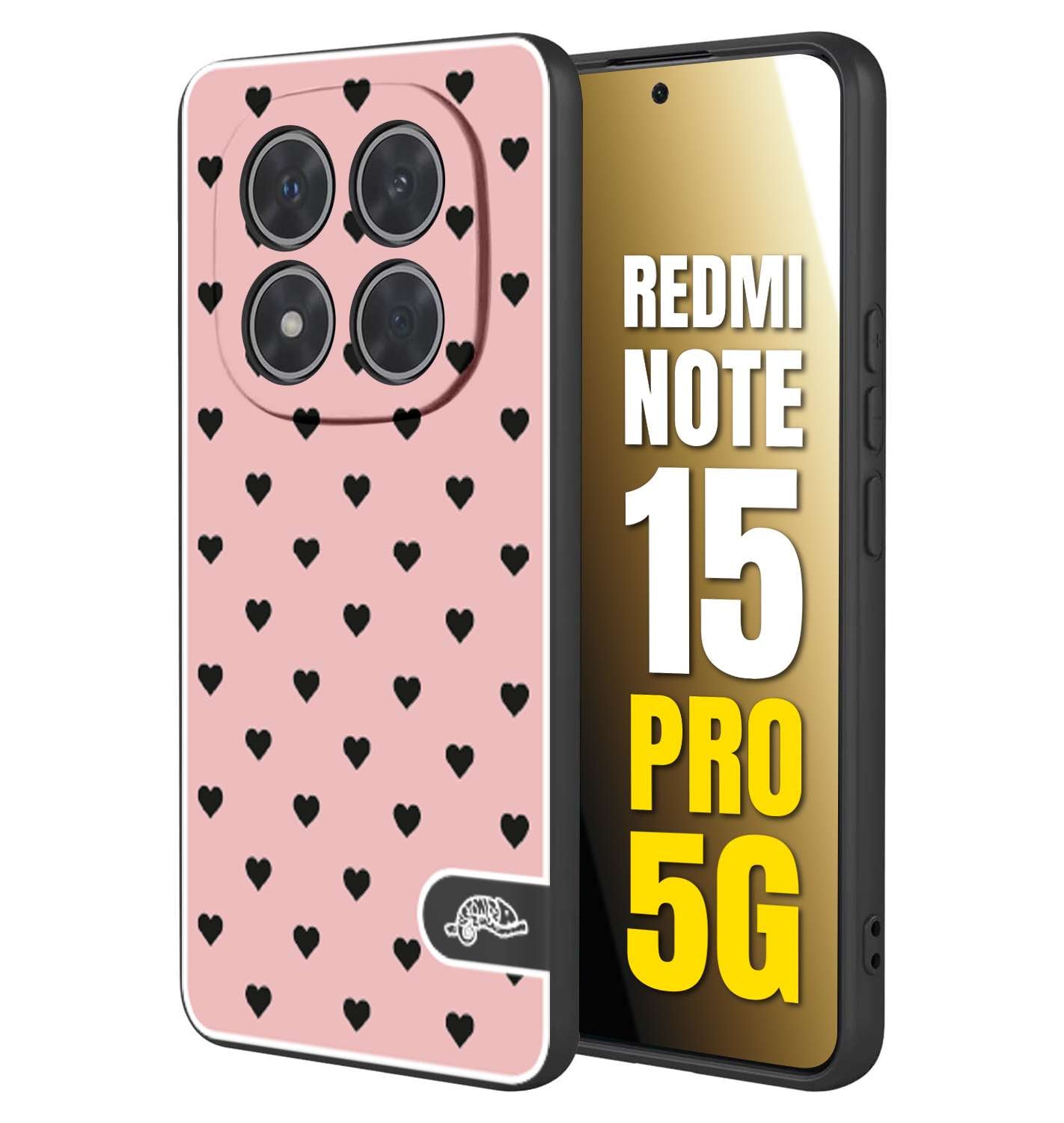 CUSTOMIZZA - Custodia cover nera morbida in tpu compatibile per Xiaomi Redmi Note 15 PRO 5G cuori pois rosa donna pin up vintage
