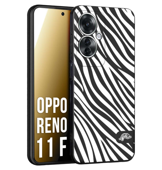 CUSTOMIZZA - Custodia cover nera morbida in tpu compatibile per Oppo Reno 11 F 5G zebrata maculata a rilievo soft touch donna bianca
