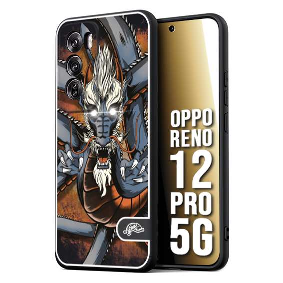 CUSTOMIZZA - Custodia cover nera morbida in tpu compatibile per Oppo Reno 12 PRO 5G drago giapponese tattoo japan dragon
