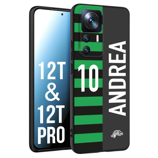 CUSTOMIZZA - Custodia cover nera morbida in tpu compatibile per Xiaomi 12T - 12T PRO personalizzata calcio football nome e numero calciatori neroverde