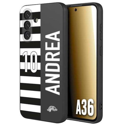 CUSTOMIZZA - Custodia cover nera morbida in tpu compatibile per Samsung A36 personalizzata calcio football nome e numero calciatori bianconera