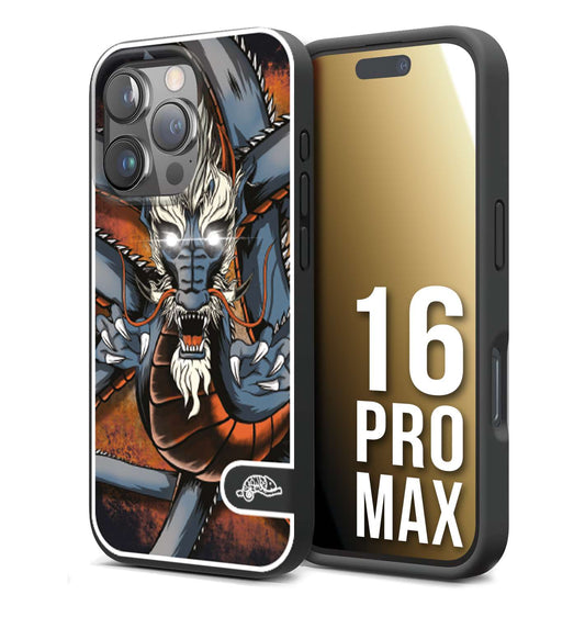 CUSTOMIZZA - Custodia cover nera morbida in tpu compatibile per iPhone 16 PRO MAX drago giapponese tattoo japan dragon