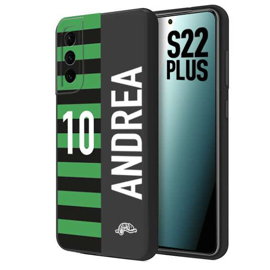 CUSTOMIZZA - Custodia cover nera morbida in tpu compatibile per Samsung S22 PLUS personalizzata calcio football nome e numero calciatori neroverde