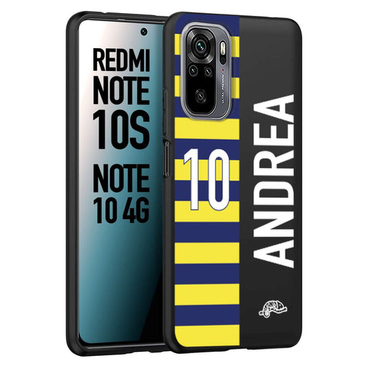 CUSTOMIZZA - Custodia cover nera morbida in tpu compatibile per Xiaomi Redmi Note 10S personalizzata calcio football nome e numero calciatori giallo blu