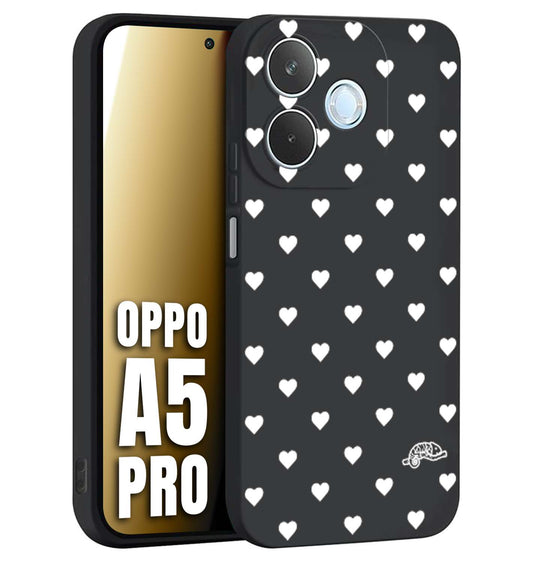 CUSTOMIZZA - Custodia cover nera morbida in tpu compatibile per Oppo A5 PRO cuori pois bianchi donna pin up vintage